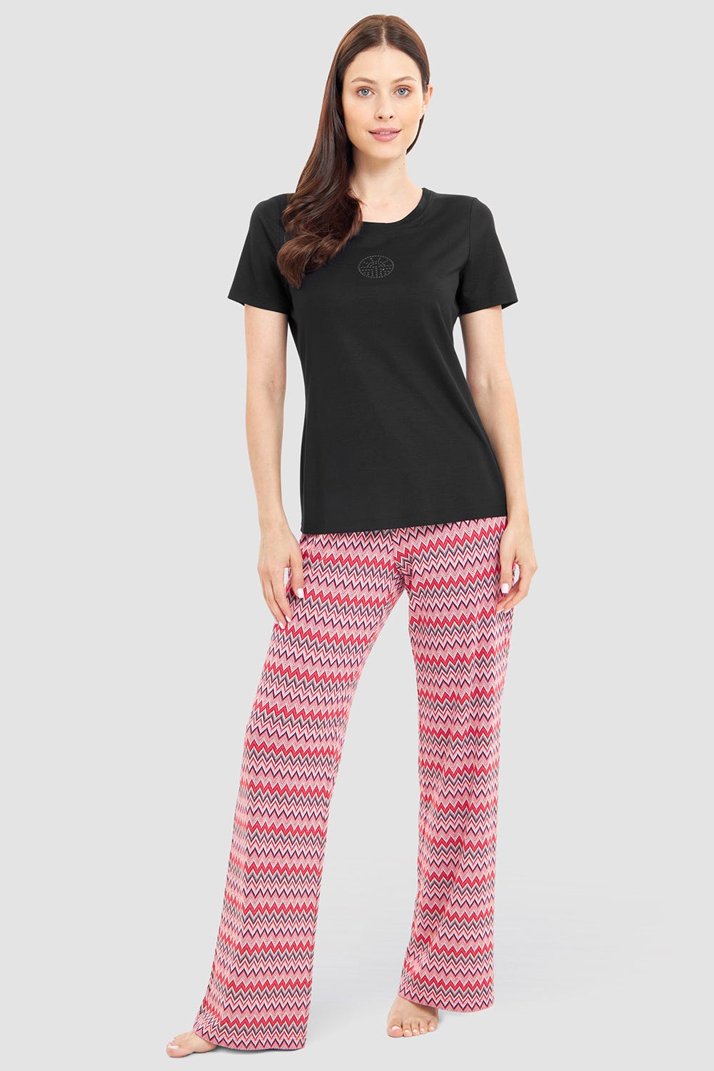 Detailbild 1 von T-Shirt mit Logodetail Strass Logo Viskose/Elasthan