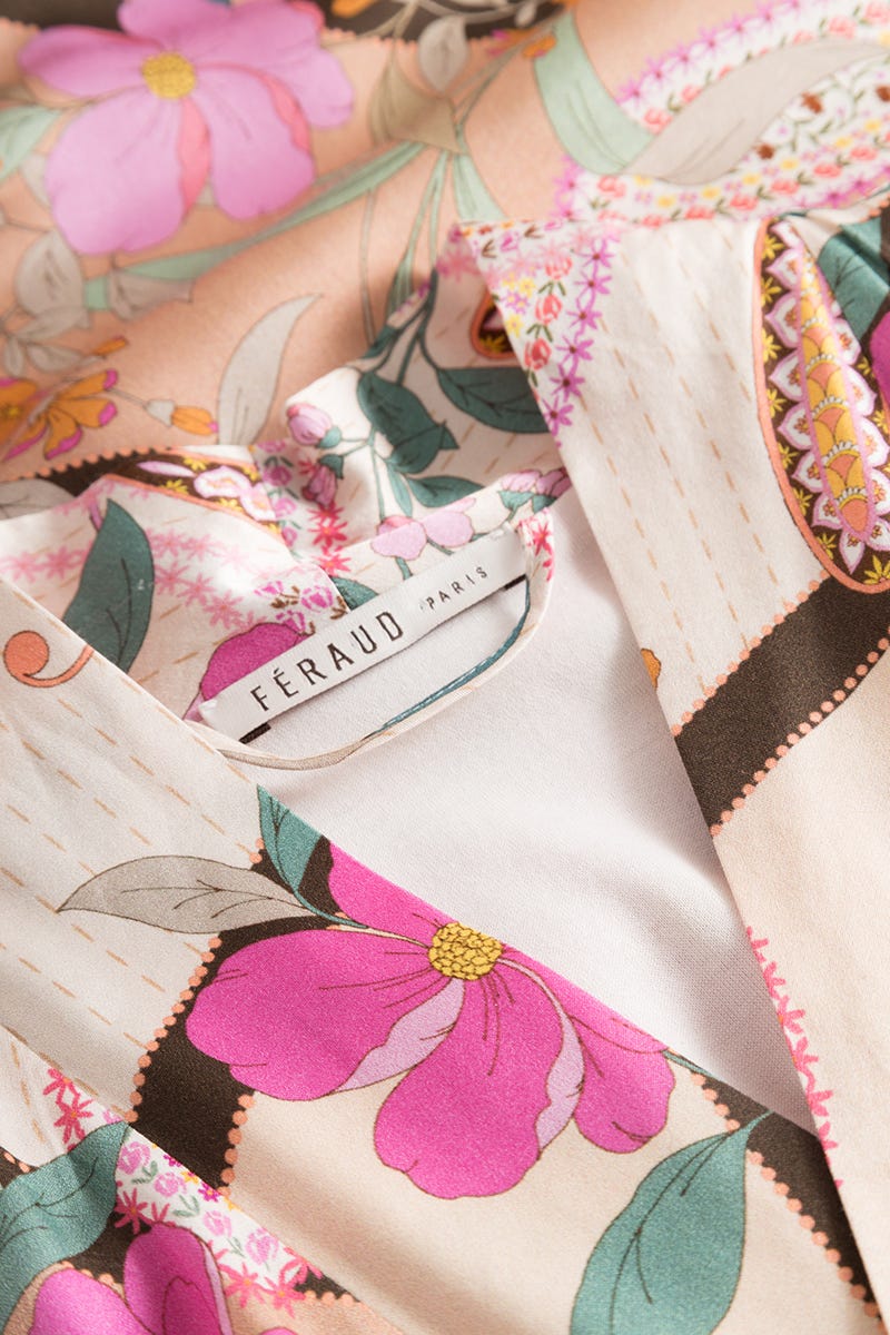 Detailbild 1 von Morgenmantel im Paisley-Blumen-Druck 100% Viskose