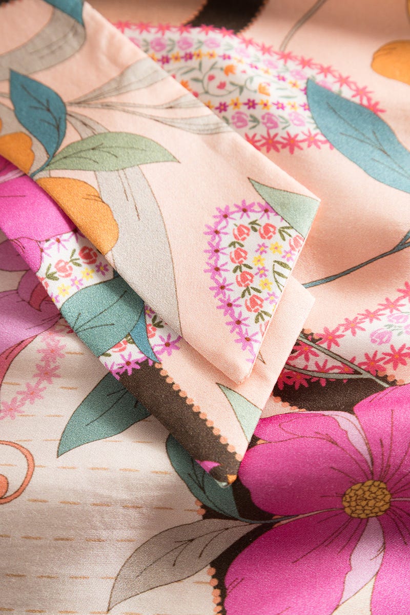 Detailbild 2 von Morgenmantel im Paisley-Blumen-Druck 100% Viskose