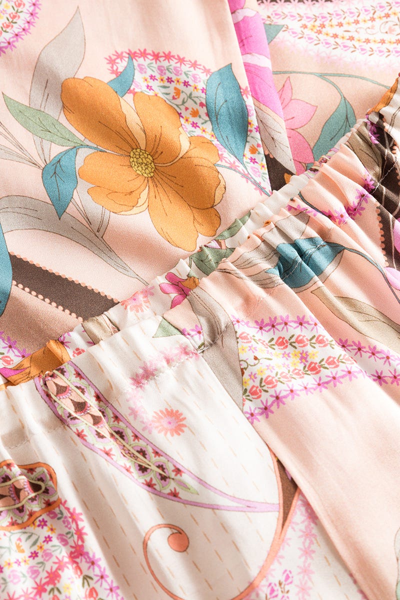 Detailbild 1 von Pyjama im Paisley-Blumen-Druck 100% Viskose