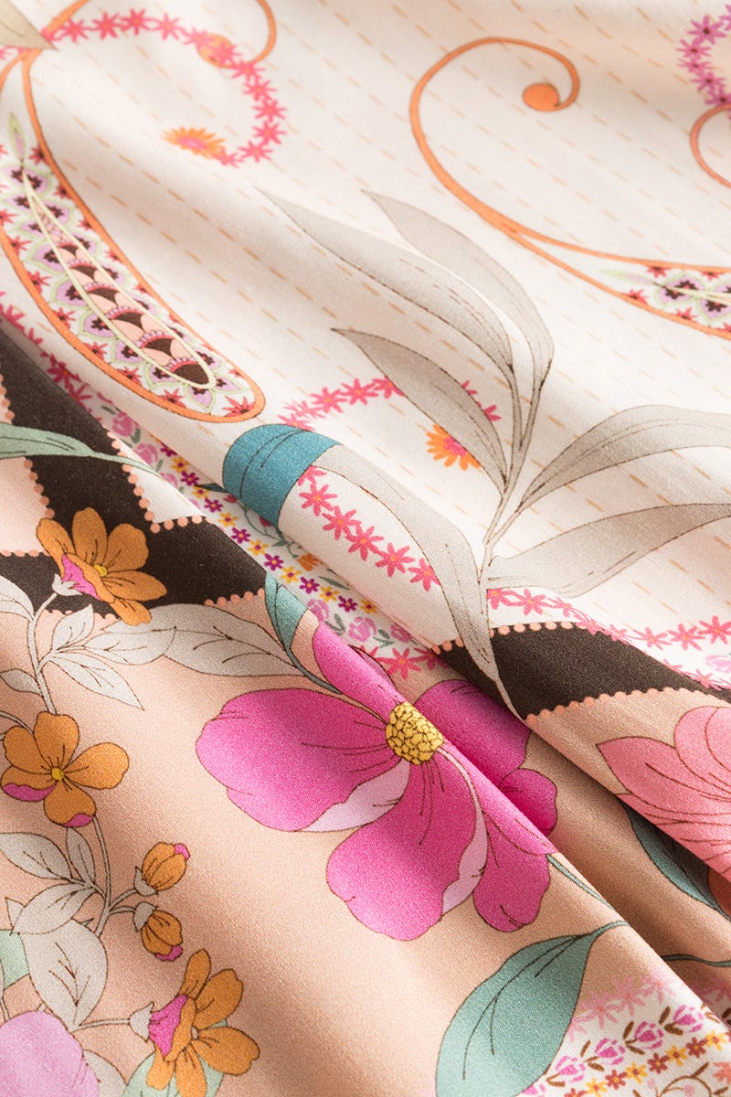 Detailbild 3 von Pyjama im Paisley-Blumen-Druck 100% Viskose
