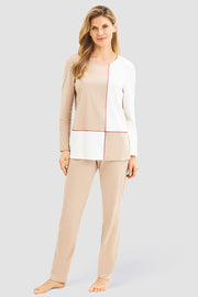 Frontalbild von Pyjama mit Colourblocking-Druck angeraut 100% Baumwolle