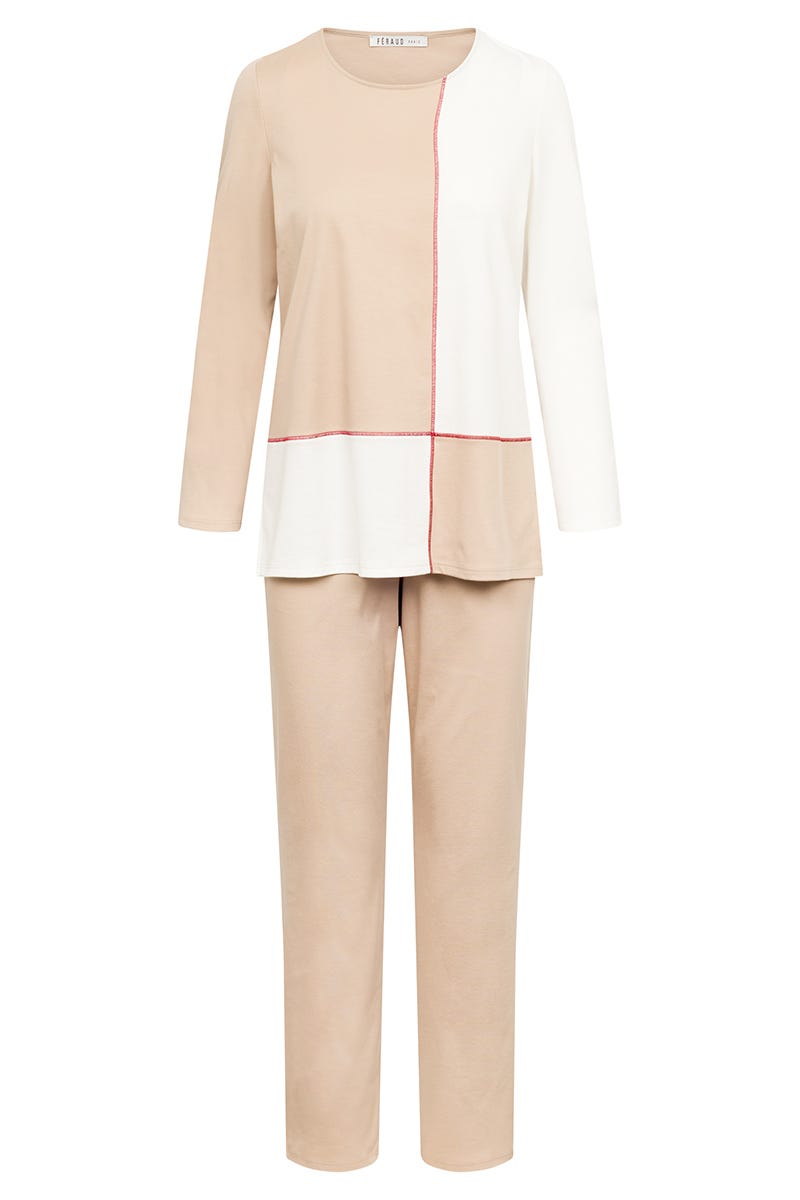 Hollowbild von Pyjama mit Colourblocking-Druck angeraut 100% Baumwolle