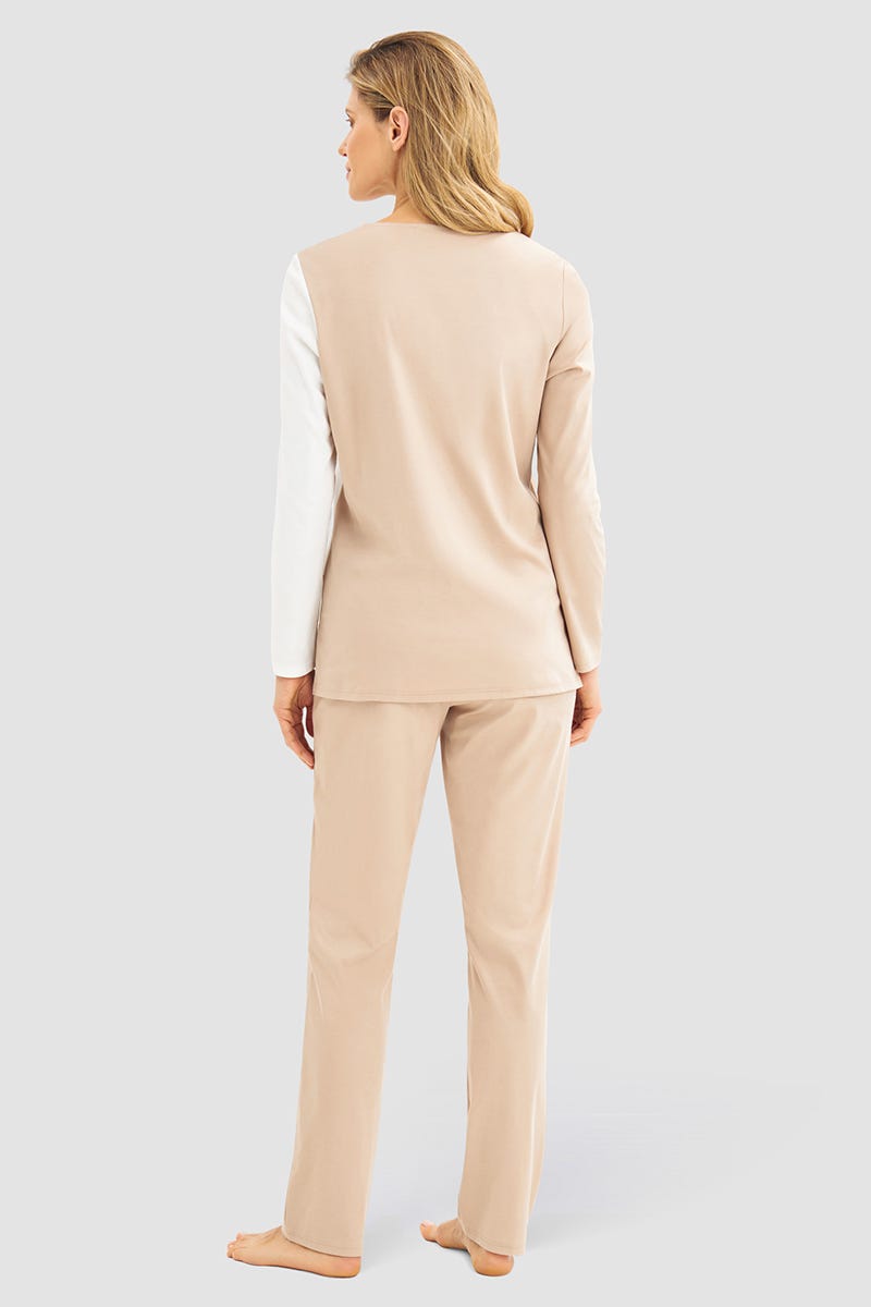Rückansicht von Pyjama mit Colourblocking-Druck angeraut 100% Baumwolle