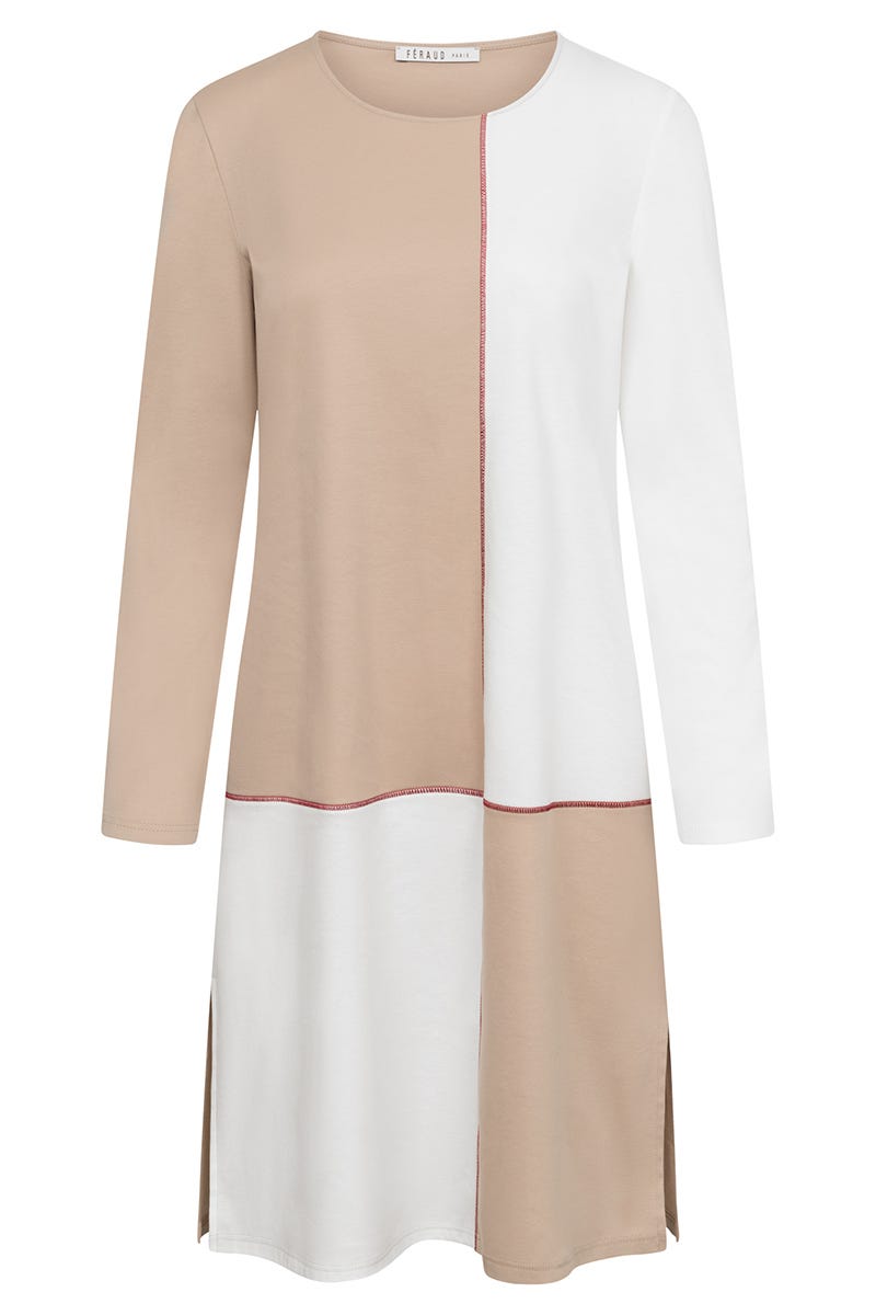 Hollowbild von Nachthemd mit Colourblocking-Druck angeraut 100% Baumwolle