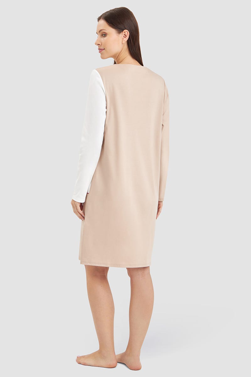 Rückansicht von Nachthemd mit Colourblocking-Druck angeraut 100% Baumwolle