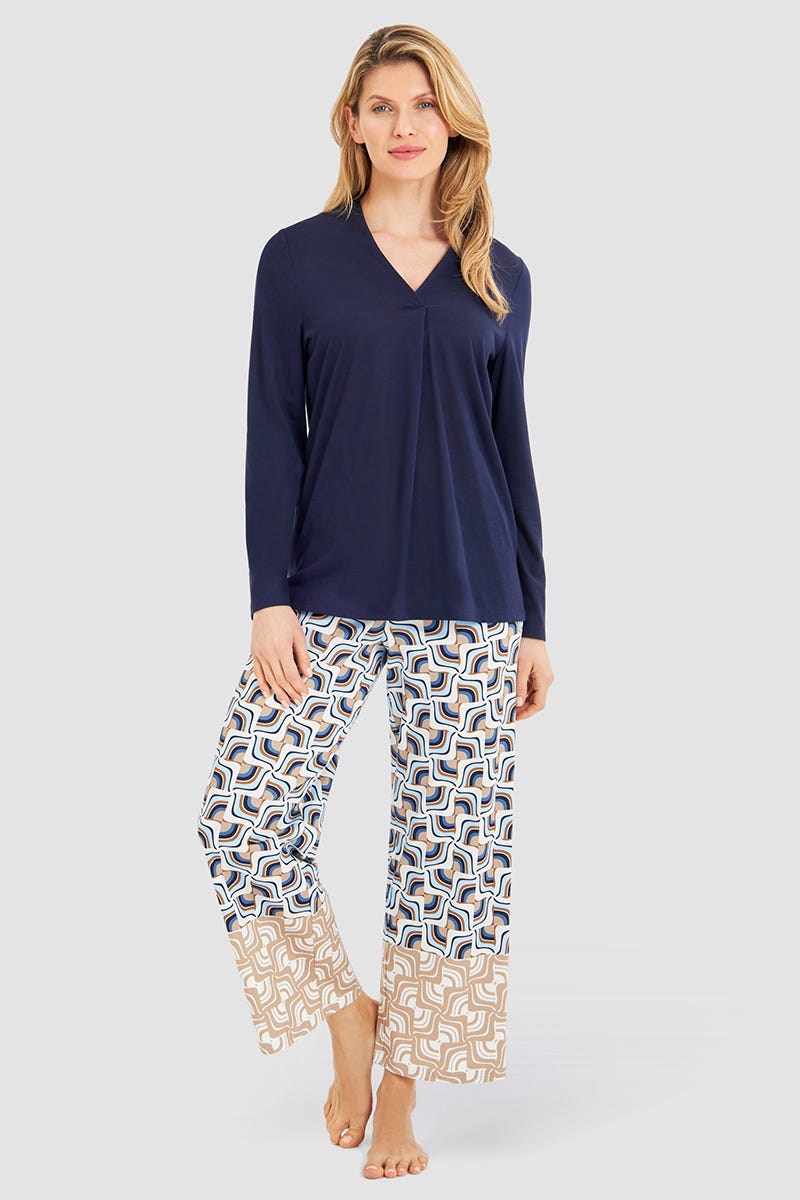 Frontalbild von Pyjama mit Grafikdruck Baumwolle/Modal