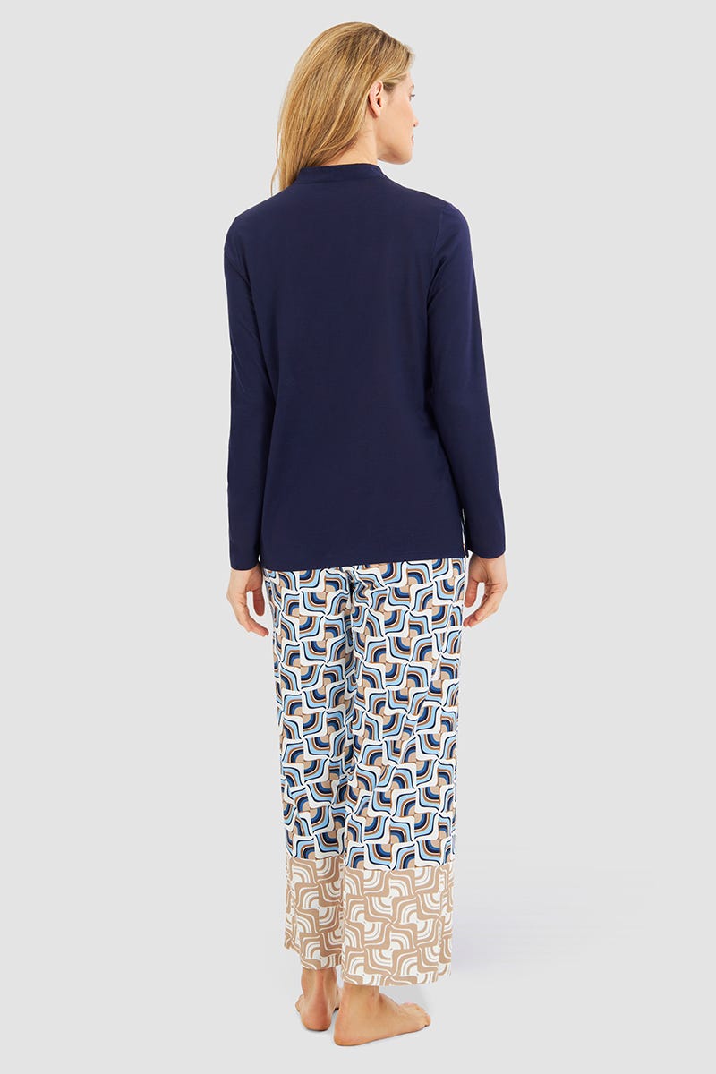 Rückansicht von Pyjama mit Grafikdruck Baumwolle/Modal