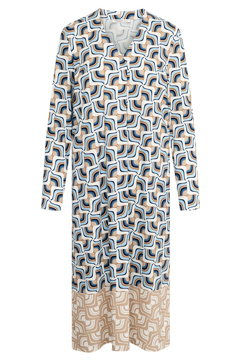 Hollowbild von Nachthemd im Grafikdruck Midi-Länge 100% Baumwolle