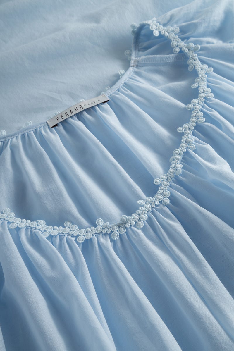 Detailbild 1 von Nachthemd mit romantischen Stickereien duftiger Voile Maxi-Länge 100% Baumwolle
