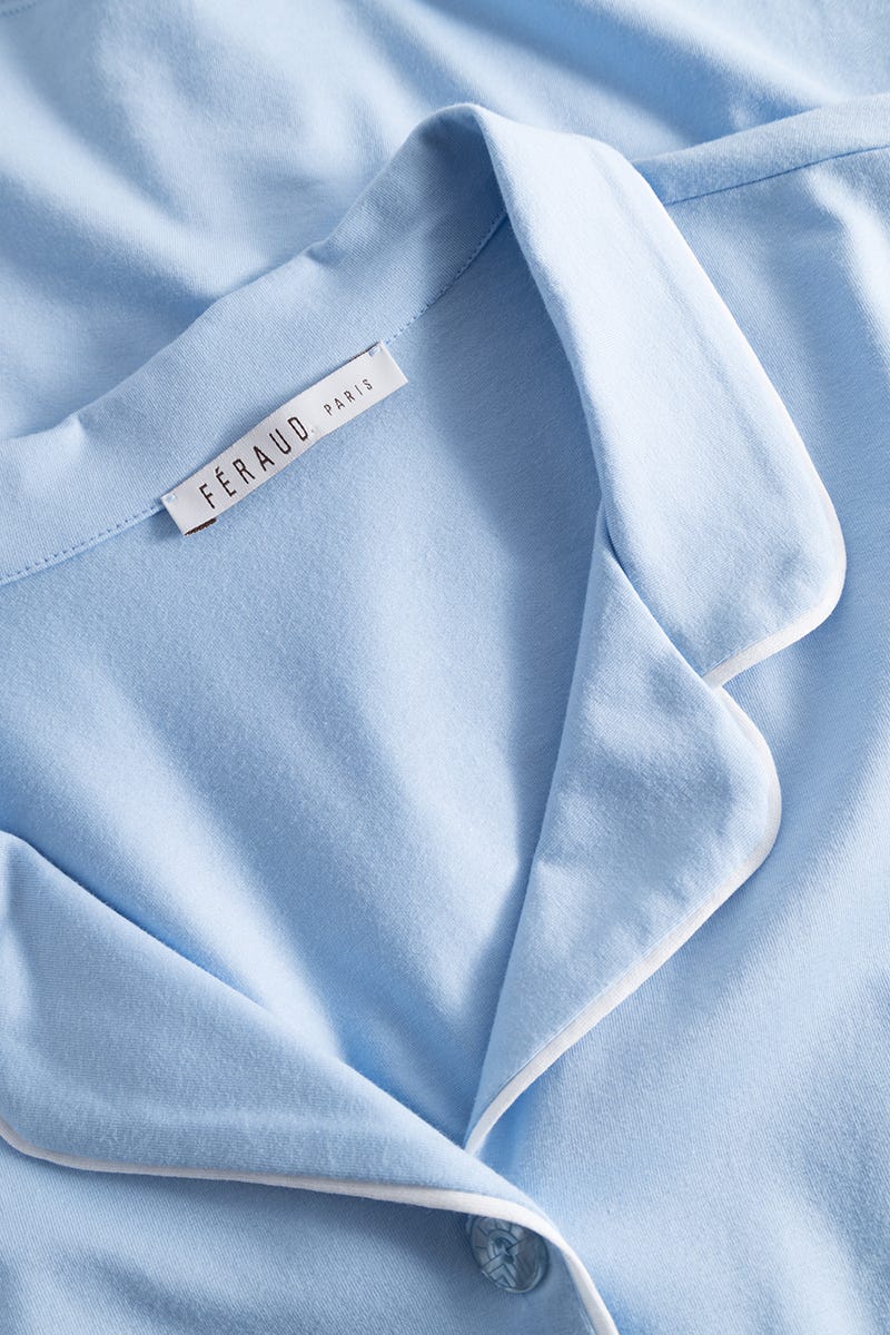 Detailbild 1 von Pyjama mit Kontrast-Pasplen im Herrenhemdstil Materialmix