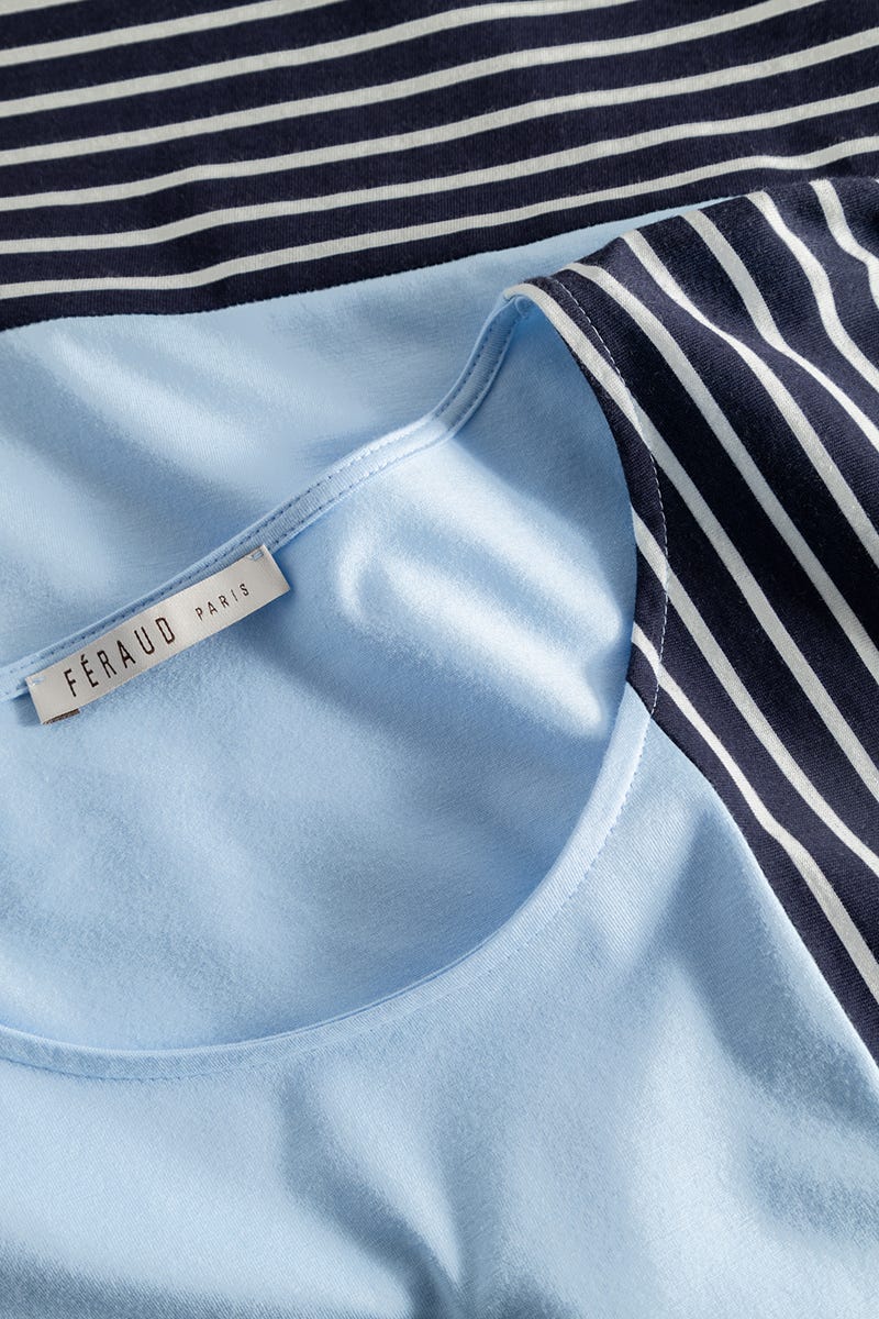 Detailbild 1 von Pyjama mit Flächenteiler-Muster Materialmix