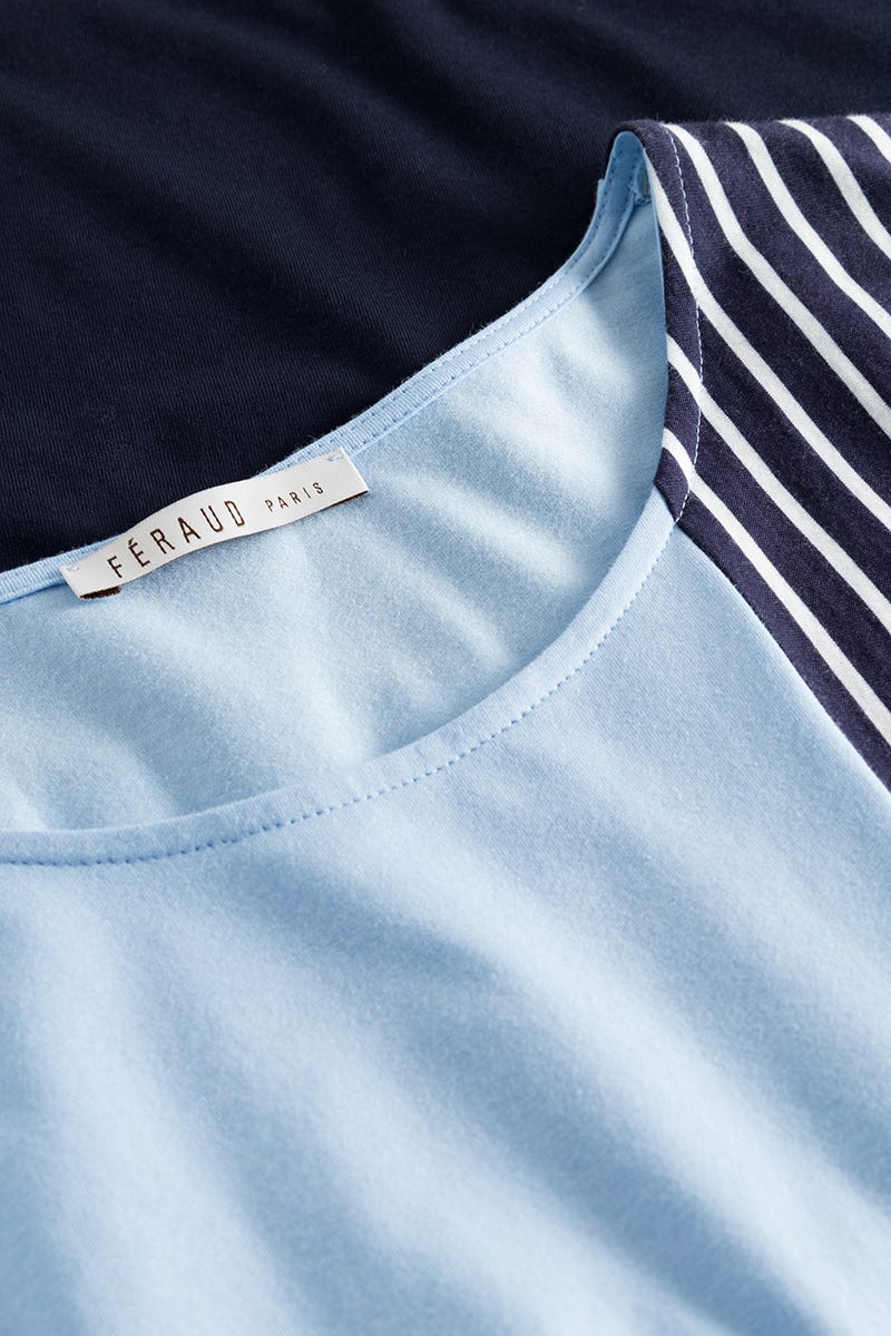 Detailbild 1 von Nachthemd Langarm mit Flächenteiler-Muster Materialmix