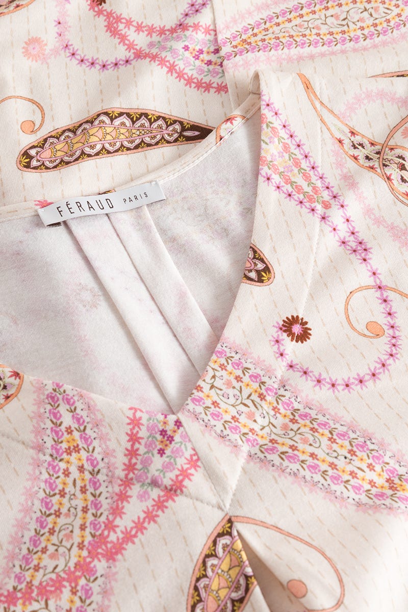 Detailbild 1 von Nachthemd Langarm im Paisley-Druck Maxi-Länge Baumwolle/Modal