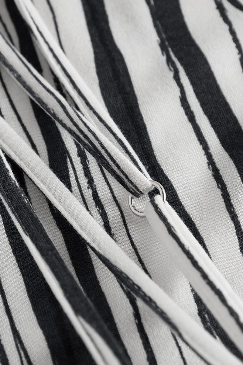 Detailbild 3 von Nachtkleid Ärmellos im Streifendruck und Blumendetails aus Chiffon 100% Modal