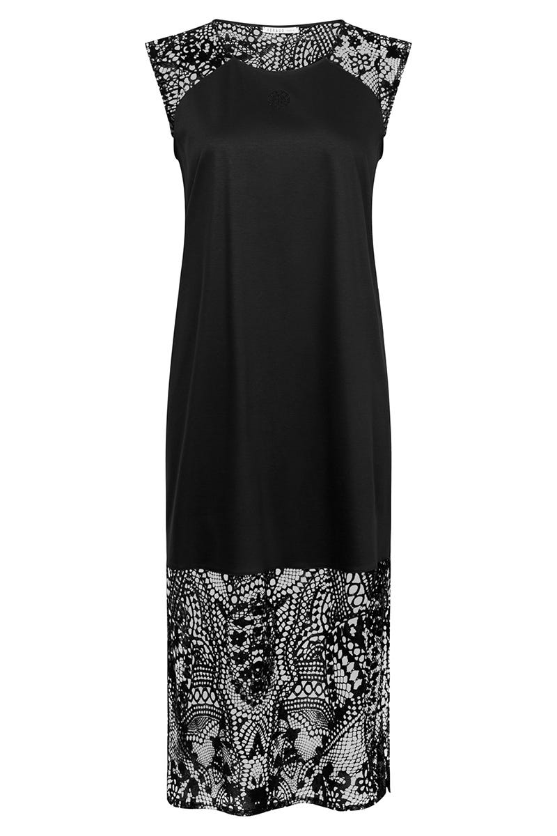 Hollowbild von Nachthemd Maxi-Länge mit opulenten Spitzendetails Baumwolle/Lyocell