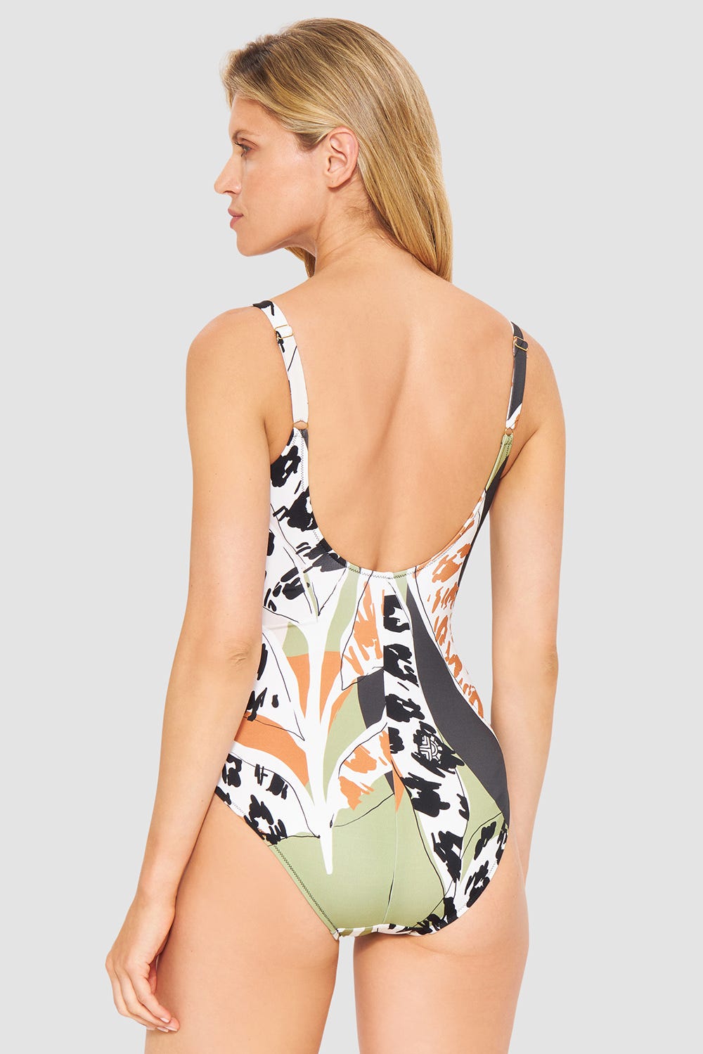 Rückansicht von Badeanzug im Animalprint Erdfarben Modern Leo