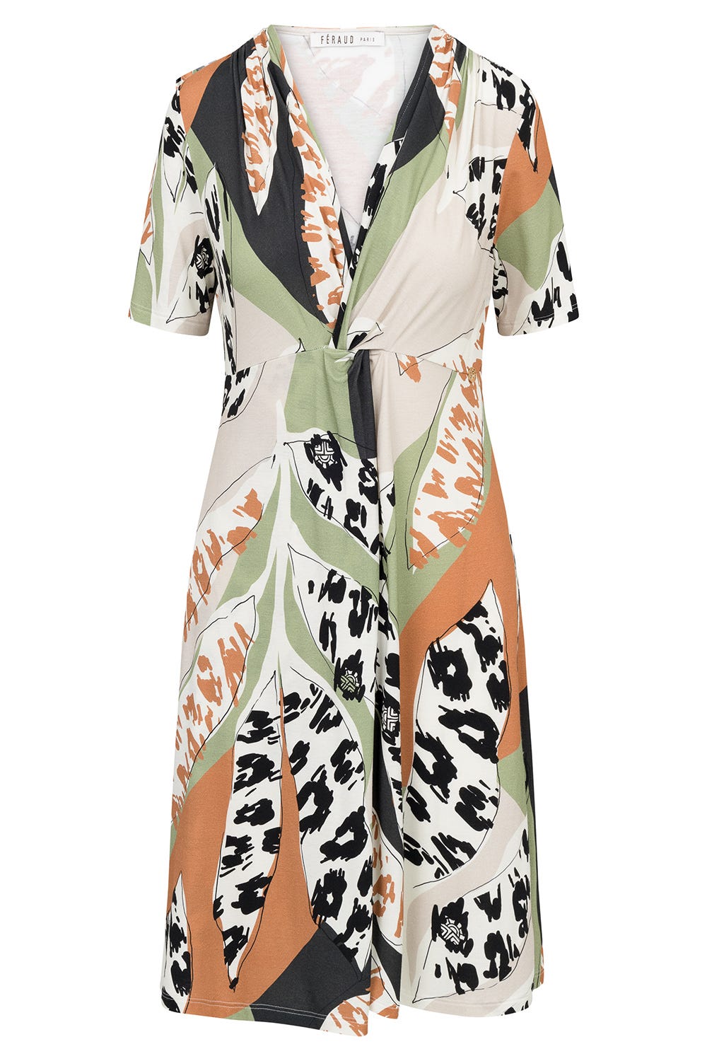 Hollowbild von Strandkleid Kurzarm im Animalprint Erdfarben Modern Leo Viskose/Elasthan