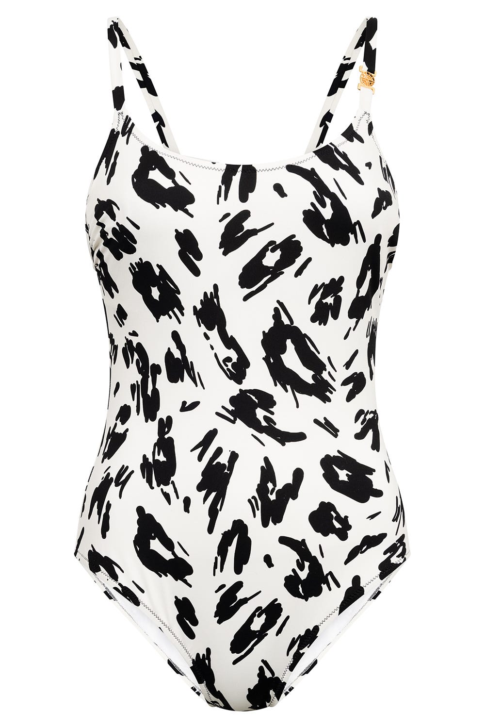 Hollowbild von Badeanzug im Animalprint Leo Schwarz-Weiß