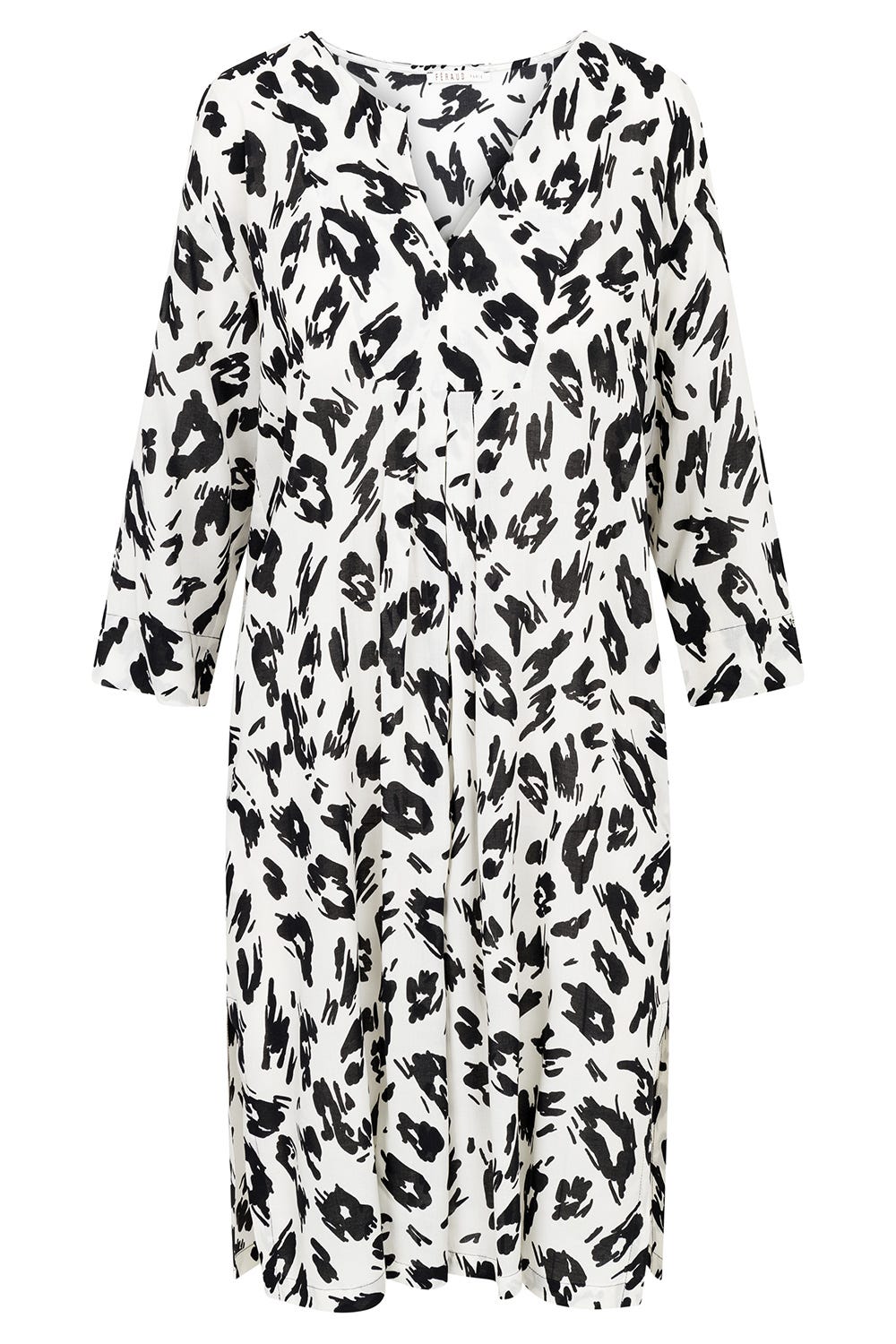 Hollowbild von Strandkleid im Animalprint Leo Schwarz-Weiß aus Webware