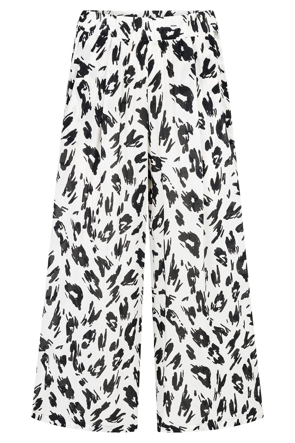 Hollowbild von 7/8-Strandhose im Animalprint Leo Schwarz-Weiß aus Webware Culottes