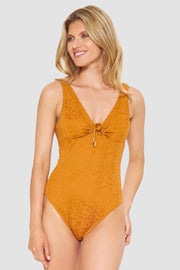 Frontalbild von Badeanzug im Animalprint Terrakotta Modern Leo 