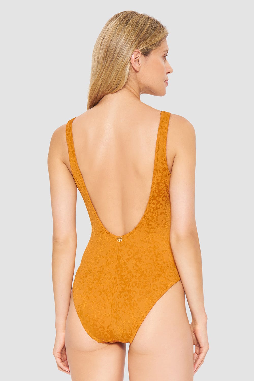 Rückansicht von Badeanzug im Animalprint Terrakotta Modern Leo 