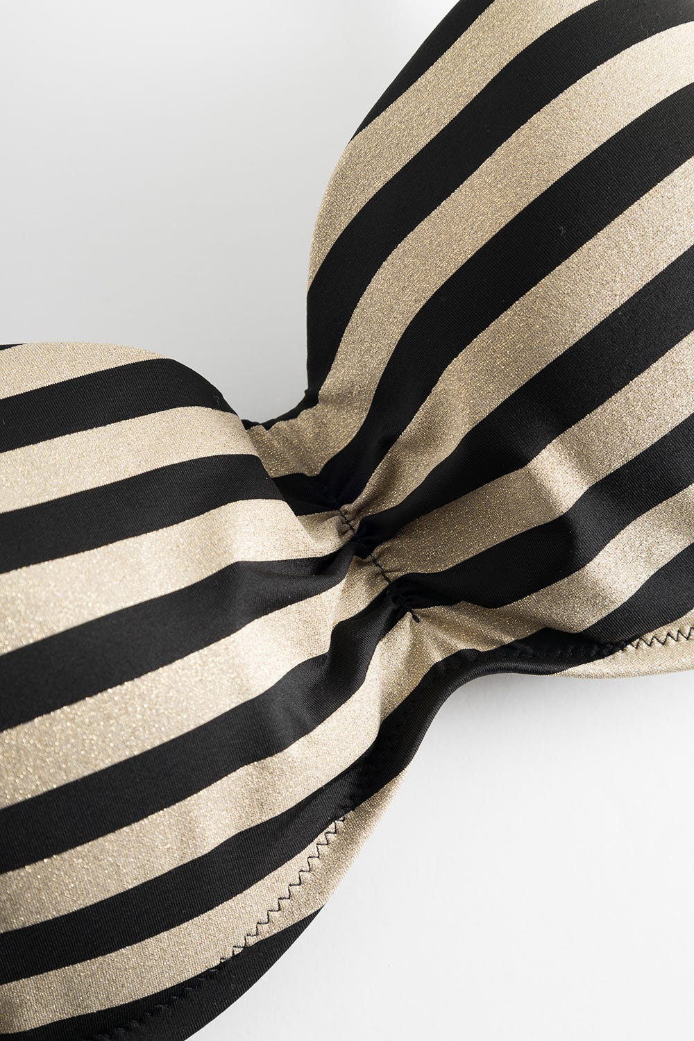 Detailbild 1 von Bikini im Ringeldruck mit Schimmer-Effekt Schwarz-Gold