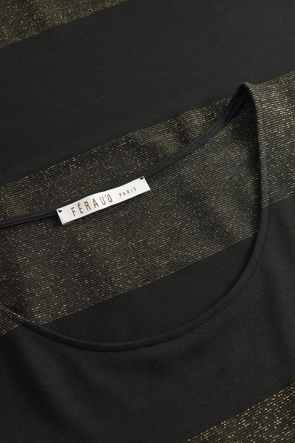 Detailbild 1 von Strandkleid Kurzarm im Ringeldruck mit Schimmer-Effekt Schwarz-Gold