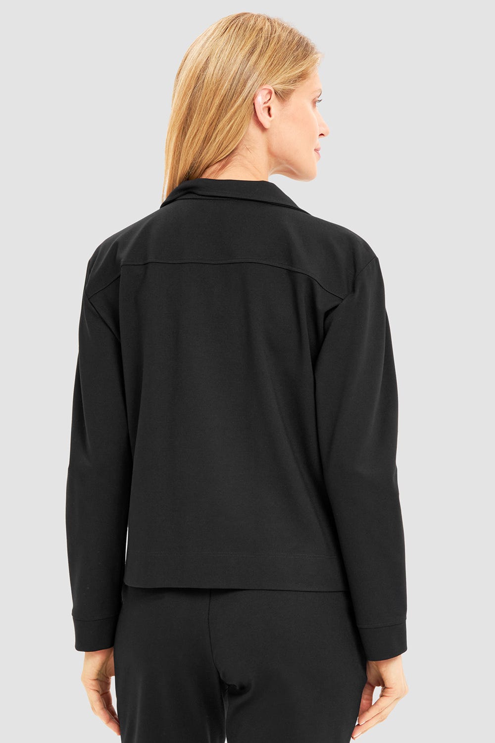 Rückansicht von Freizeitjacke mit Knopfleiste Taschen Schwarz 