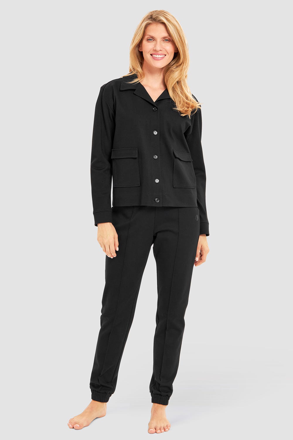 Detailbild 1 von Freizeitjacke mit Knopfleiste Taschen Schwarz 