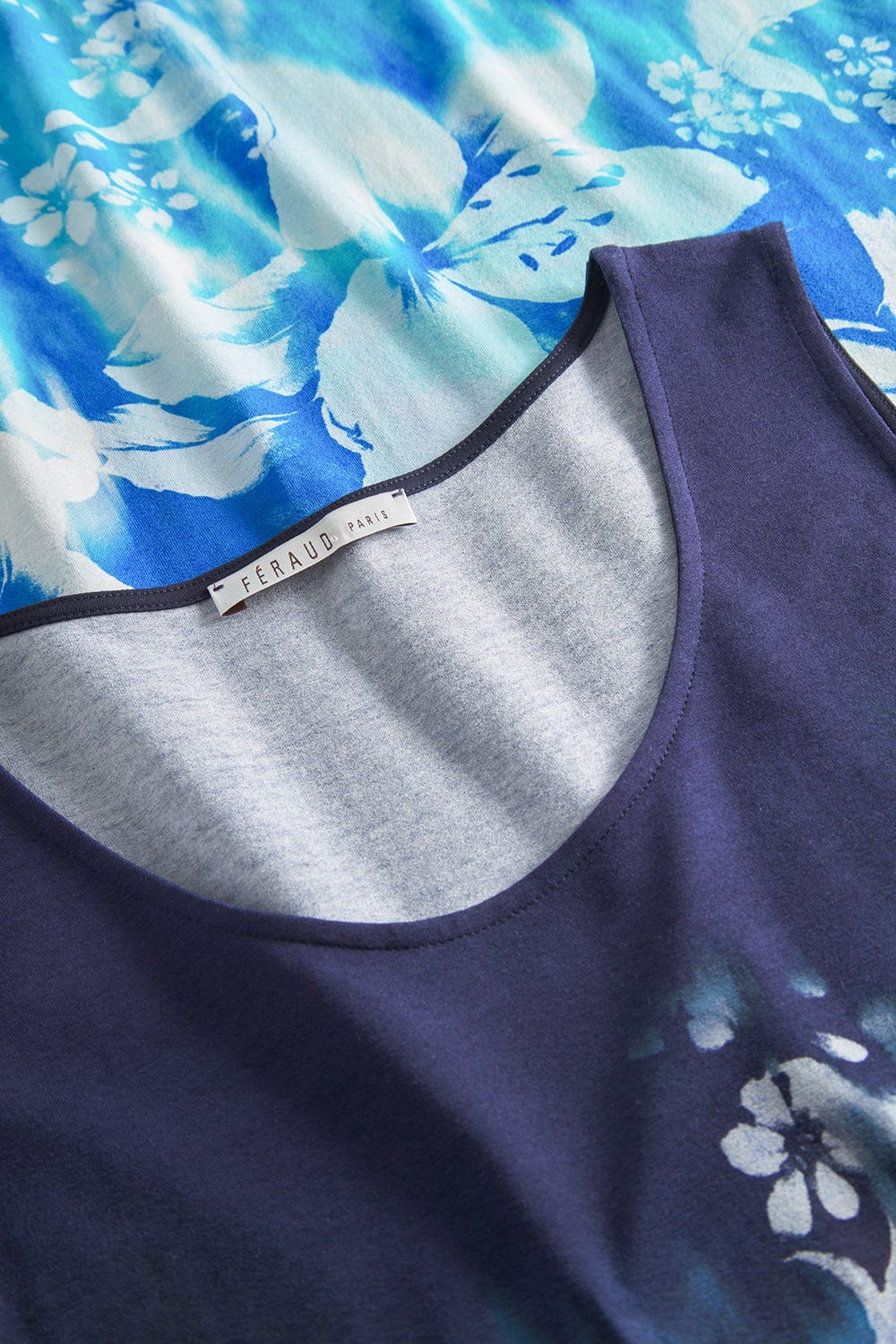 Detailbild 1 von Strandkleid Ärmellos im Unterwasser-Blütendruck Blau Meeresfarben Viskose/Elasthan