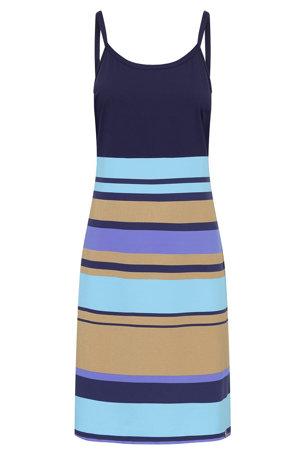 Hollowbild von Strandkleid im Streifendruck Meeresfarben Lycra