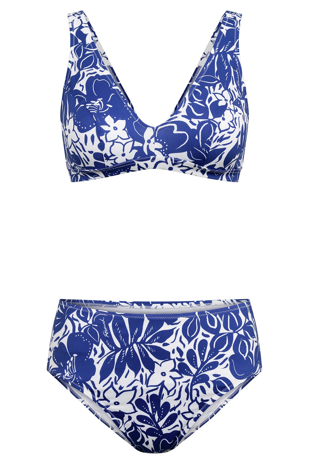 Hollowbild von Bikini im Blumendruck minimalistisch Blau-Weiß
