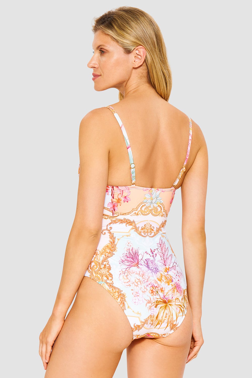 Rückansicht von Badeanzug im Ornament-Druck Unterwasserwelt