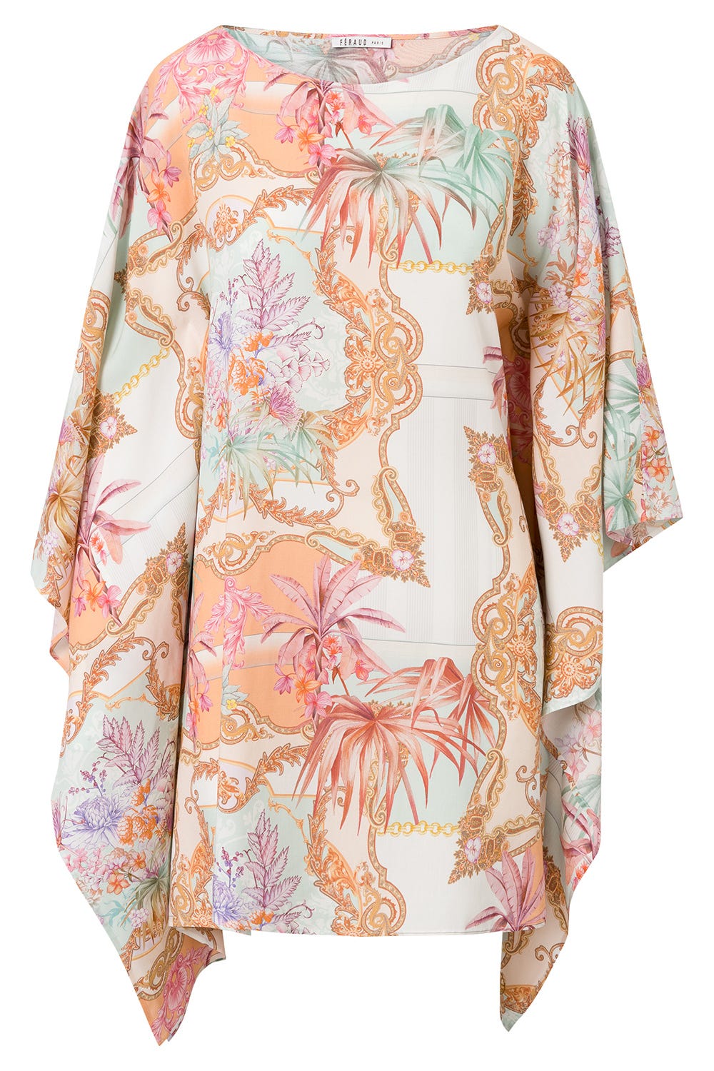 Hollowbild von Kaftan im Ornament-Druck Unterwasserwelt Webware 100% Viskose