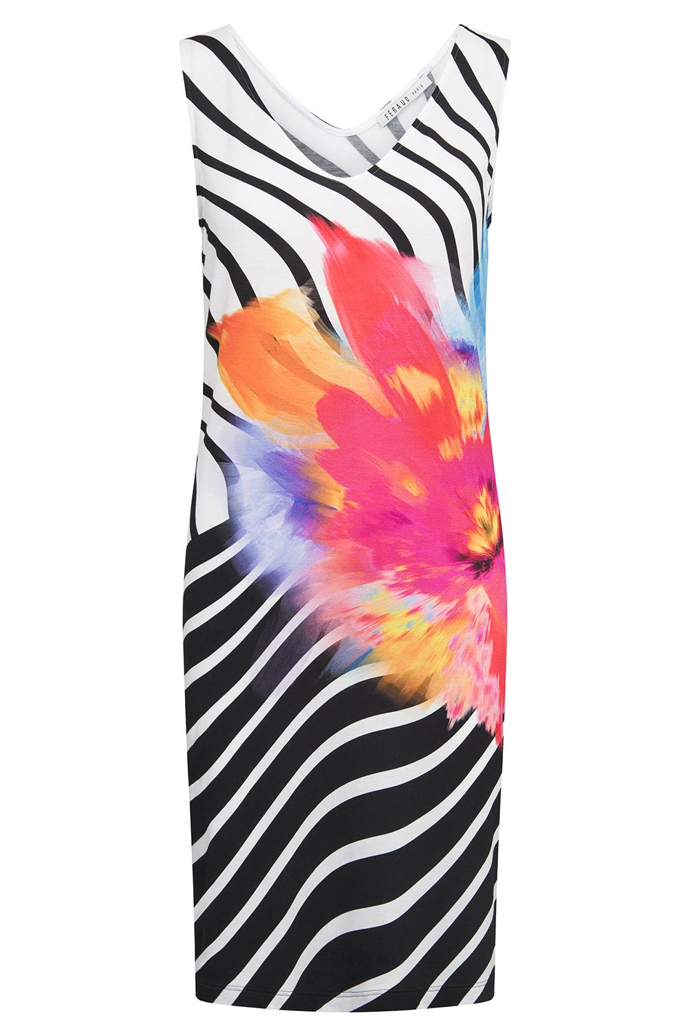 Hollowbild von Strandkleid Ärmellos im Grafik-Blüten-Print Viskose/Elasthan