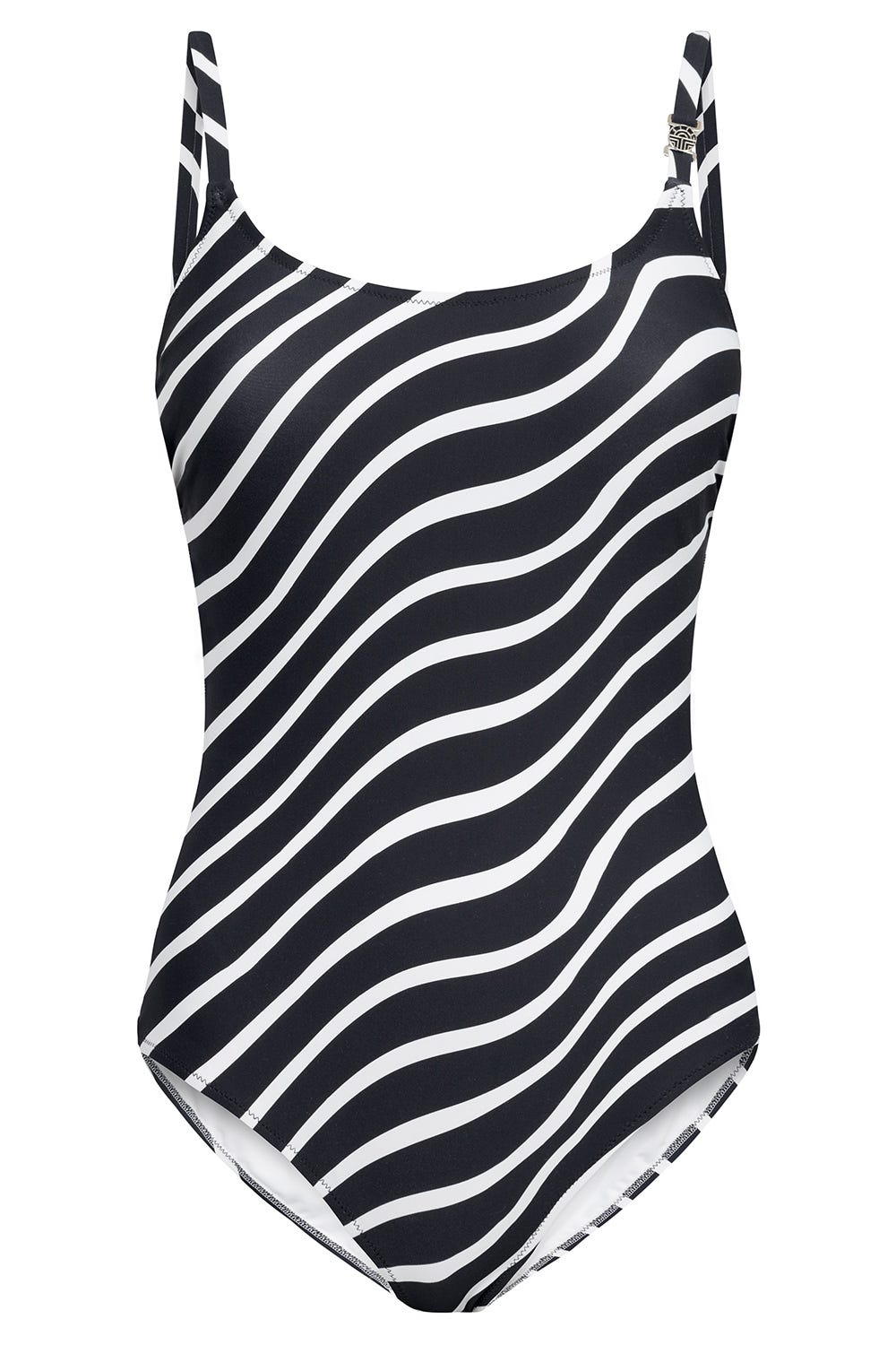 Hollowbild von Badeanzug im Grafikdruck Schwarz-Weiß