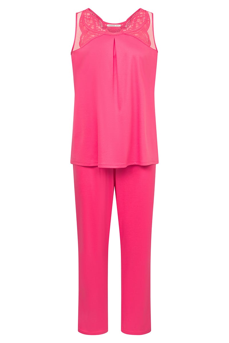 Hollowbild von Pyjama mit eleganten Spitzendetails Baumwolle/Lyocell