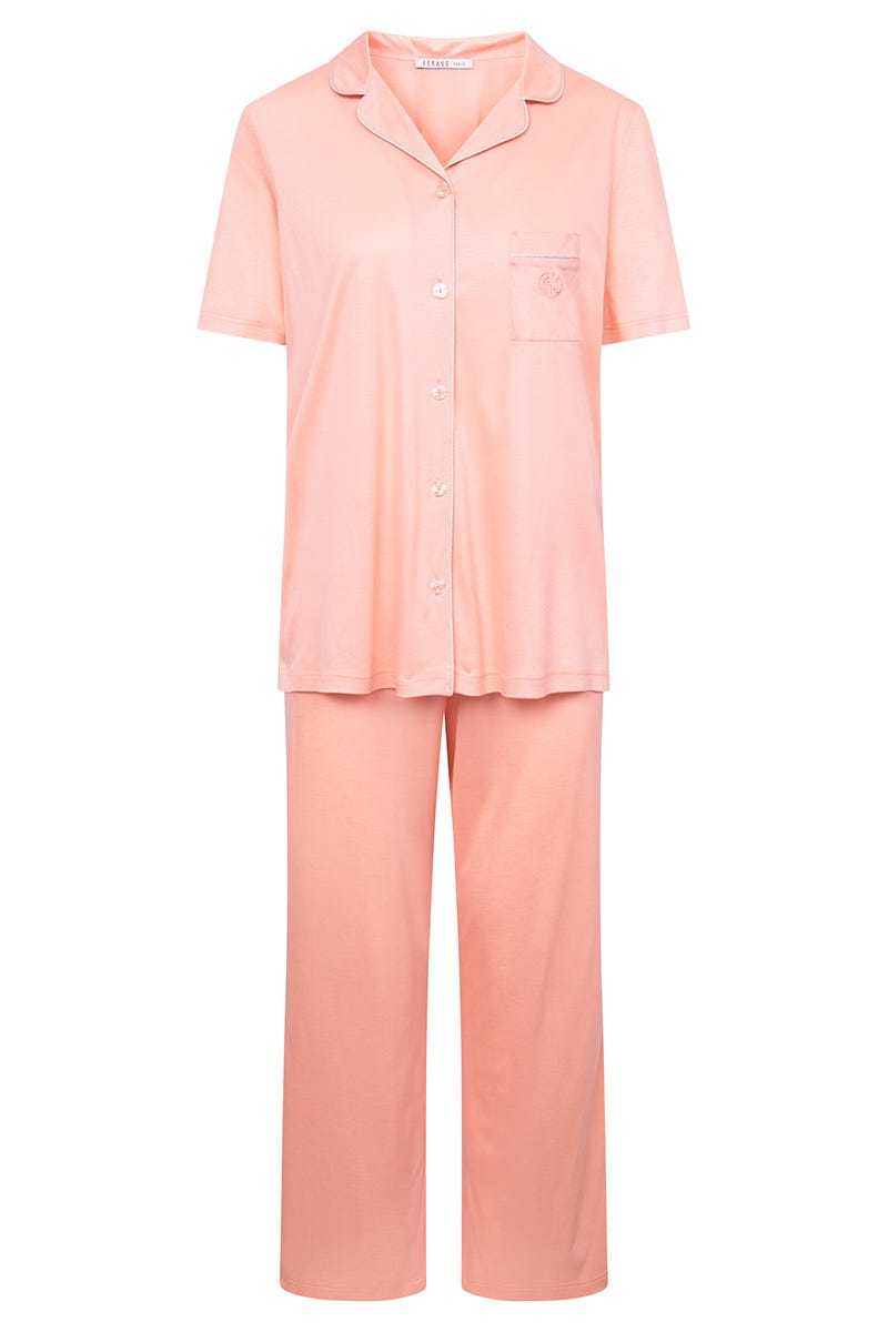 Hollowbild von Pyjama in Pastell-Orange 100% Micromodal
