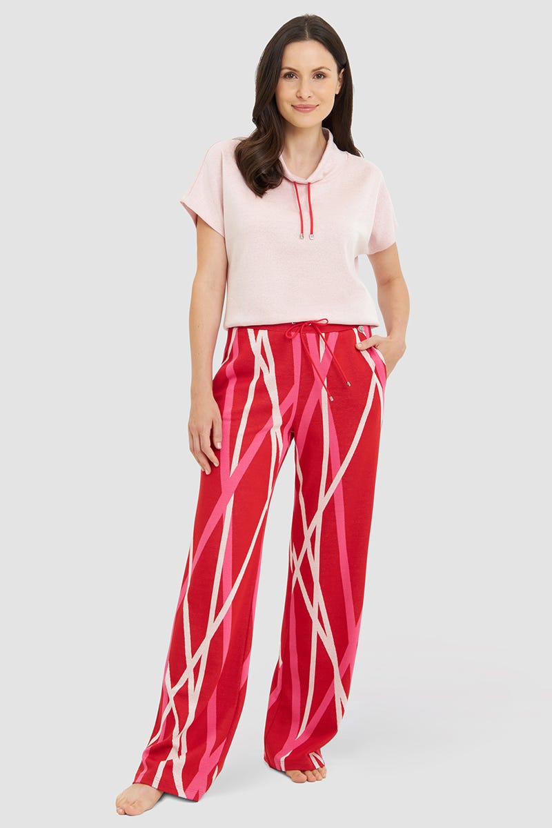 Detailbild 1 von Loungehose aus sommerlichem Strick im Grafikdruck Materialmix