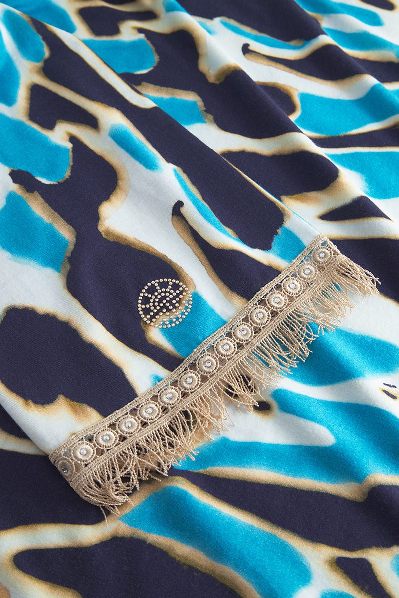 Detailbild 2 von Nachthemd im eleganten Leo-Druck mit Fransen-Details Maxi-Länge Baumwolle/Modal