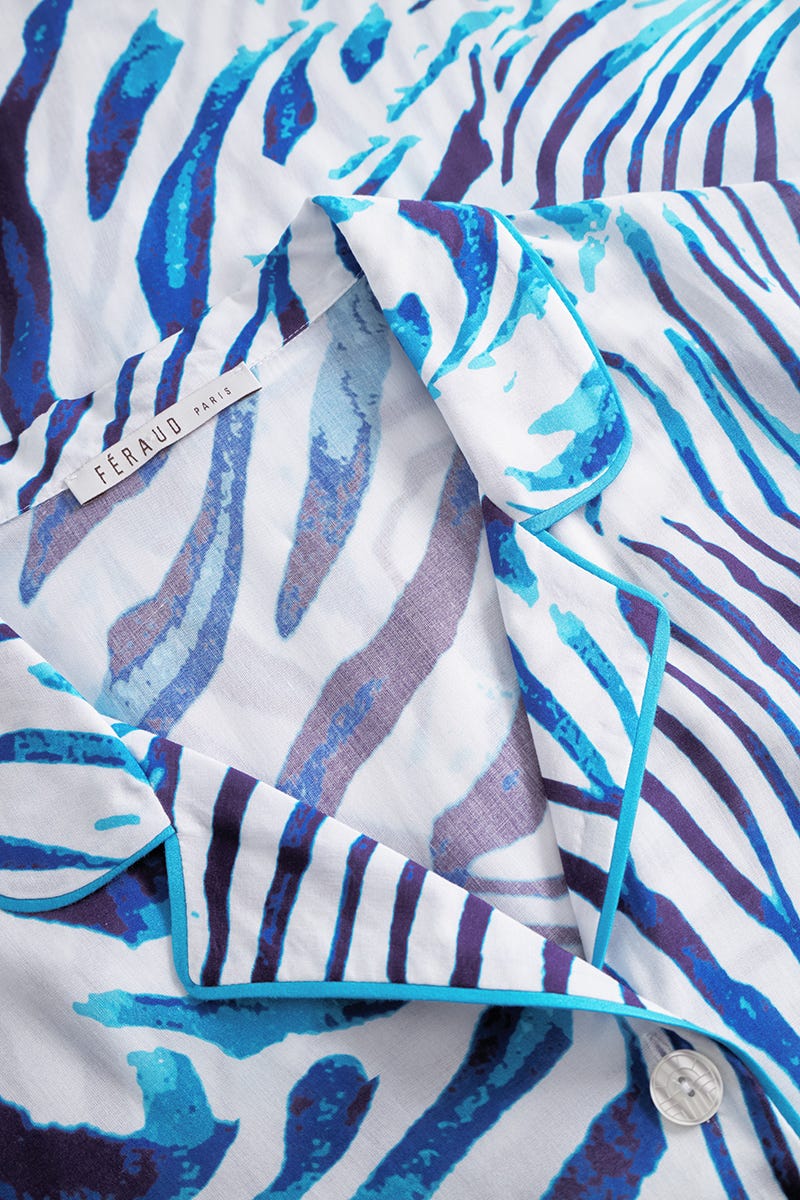 Detailbild 2 von T-Shirt im Animalprint Blau Herrenhemdstil 100% Viskose