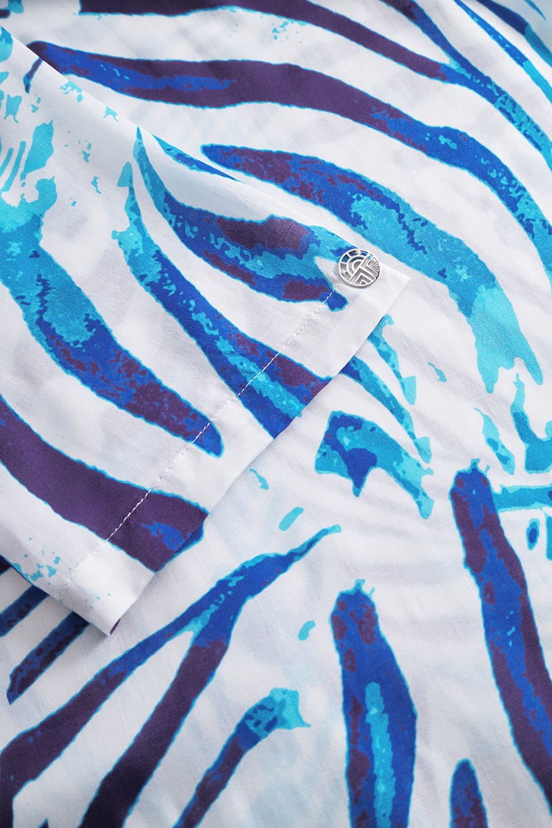 Detailbild 3 von T-Shirt im Animalprint Blau Herrenhemdstil 100% Viskose