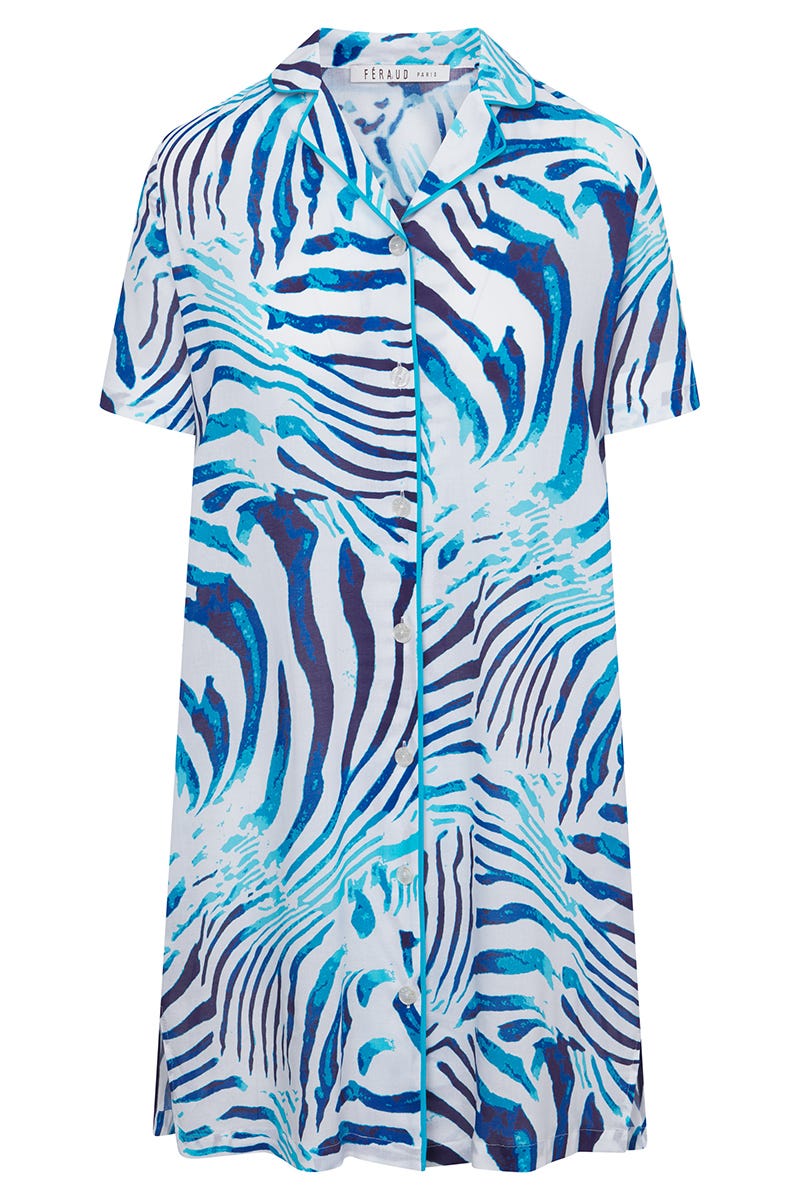 Hollowbild von Nachthemd im modernen Zebra-Druck 100% Viskose