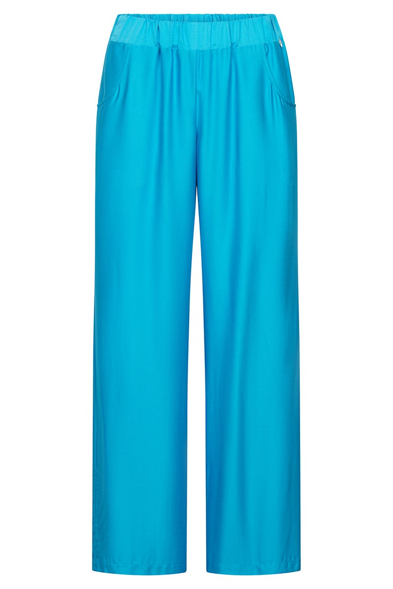 Hollowbild von 7/8-Hose aus Satin Türkis 100% Viskose