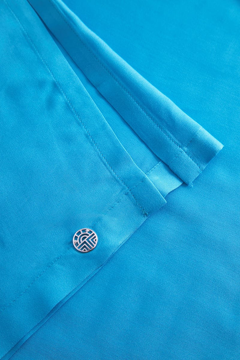 Detailbild 2 von Nachthemd mit Taschen-Detail aus Satin Türkis 100% Viskose