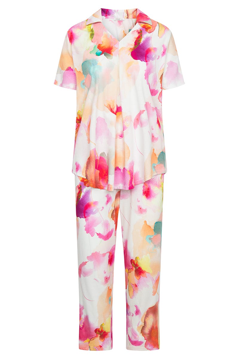 Hollowbild von Pyjama im Batik-Blumendruck Baumwolle/Modal
