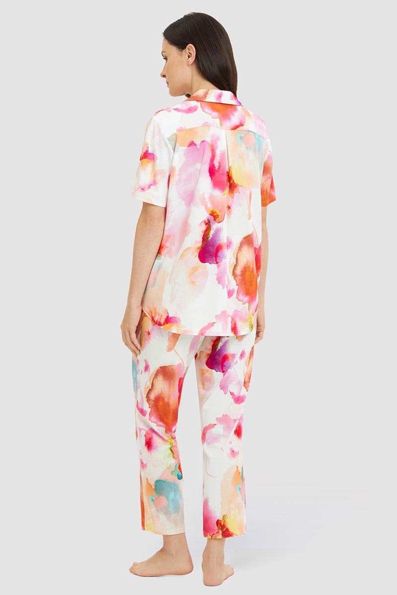 Rückansicht von Pyjama im Batik-Blumendruck Baumwolle/Modal