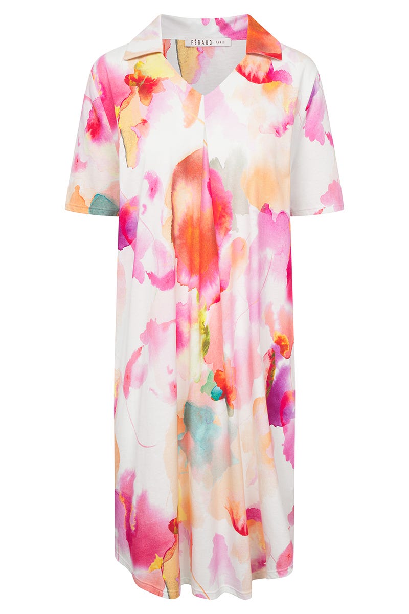 Hollowbild von Nachthemd Kurzarm im Batik-Blumendruck Baumwolle/Modal